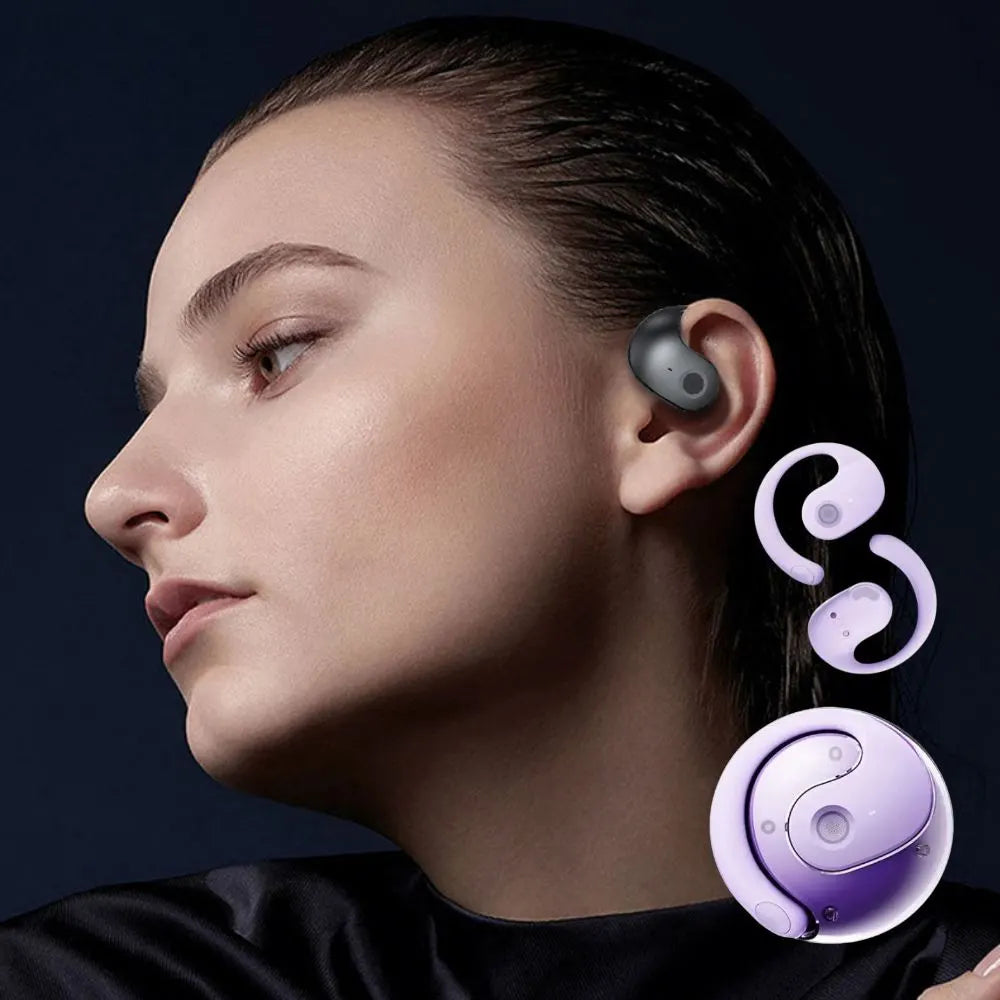 Open Ear Wireless Headphones Earphones Bluetooth 5.4 On Ear Sport Gym Earbuds-Purple - Image 6