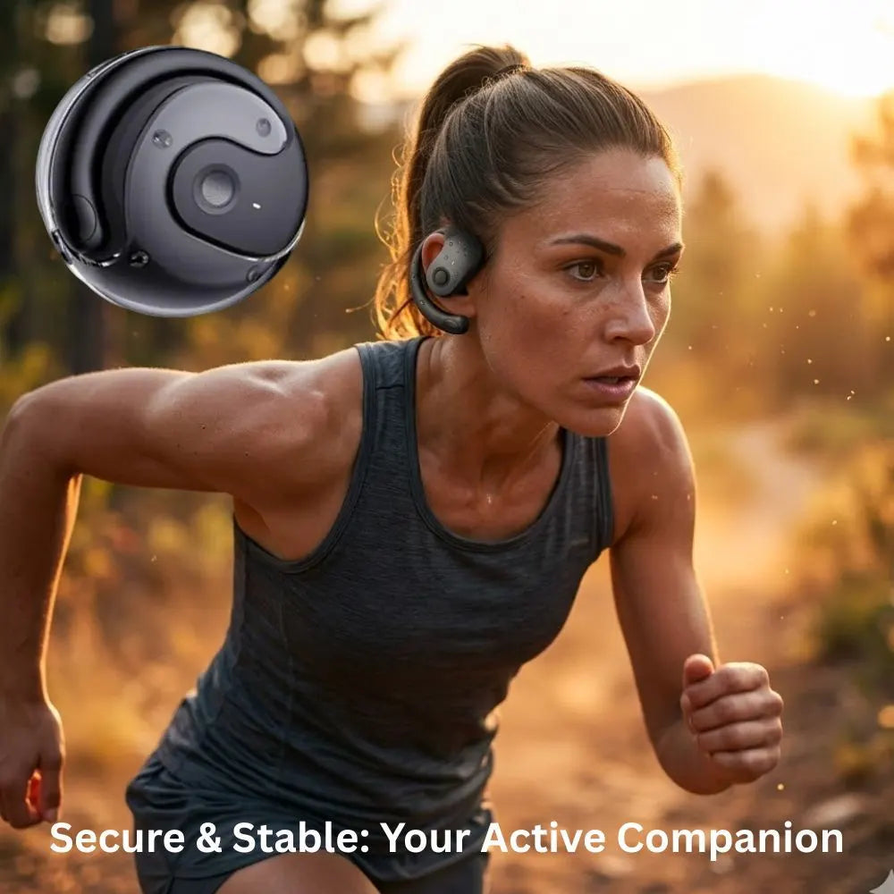 Open Ear Wireless Headphones Earphones Bluetooth 5.4 On Ear Sport Gym Earbuds-White - Image 7