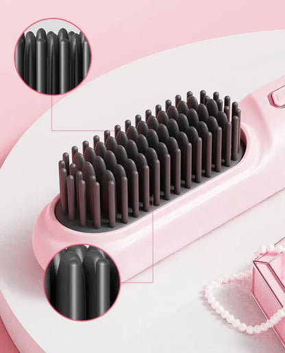 Cordless Hair Straightener Brush Portable Mini Ionic Straightening Comb 4000mAh-Black - Image 5