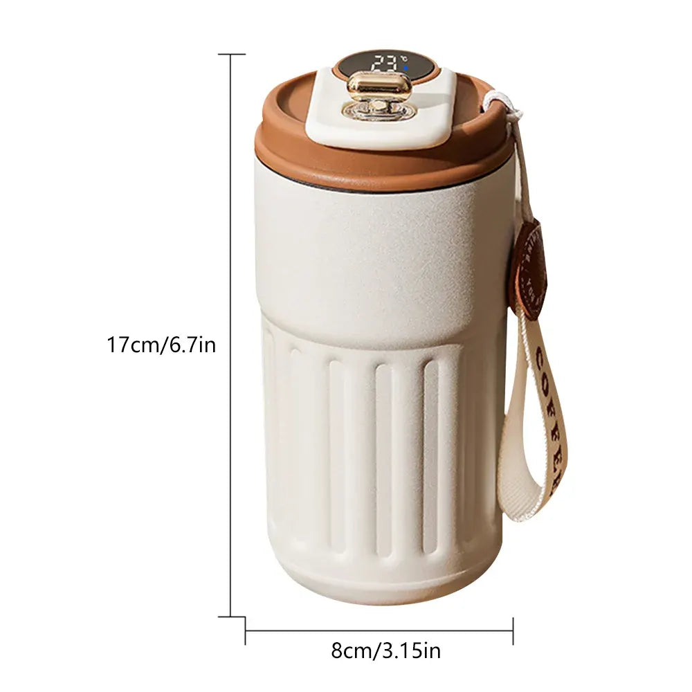 450ml Thermal LED Temperature Display Smart Coffee Cup Insulated Drink Tumbler-Brown - Image 4