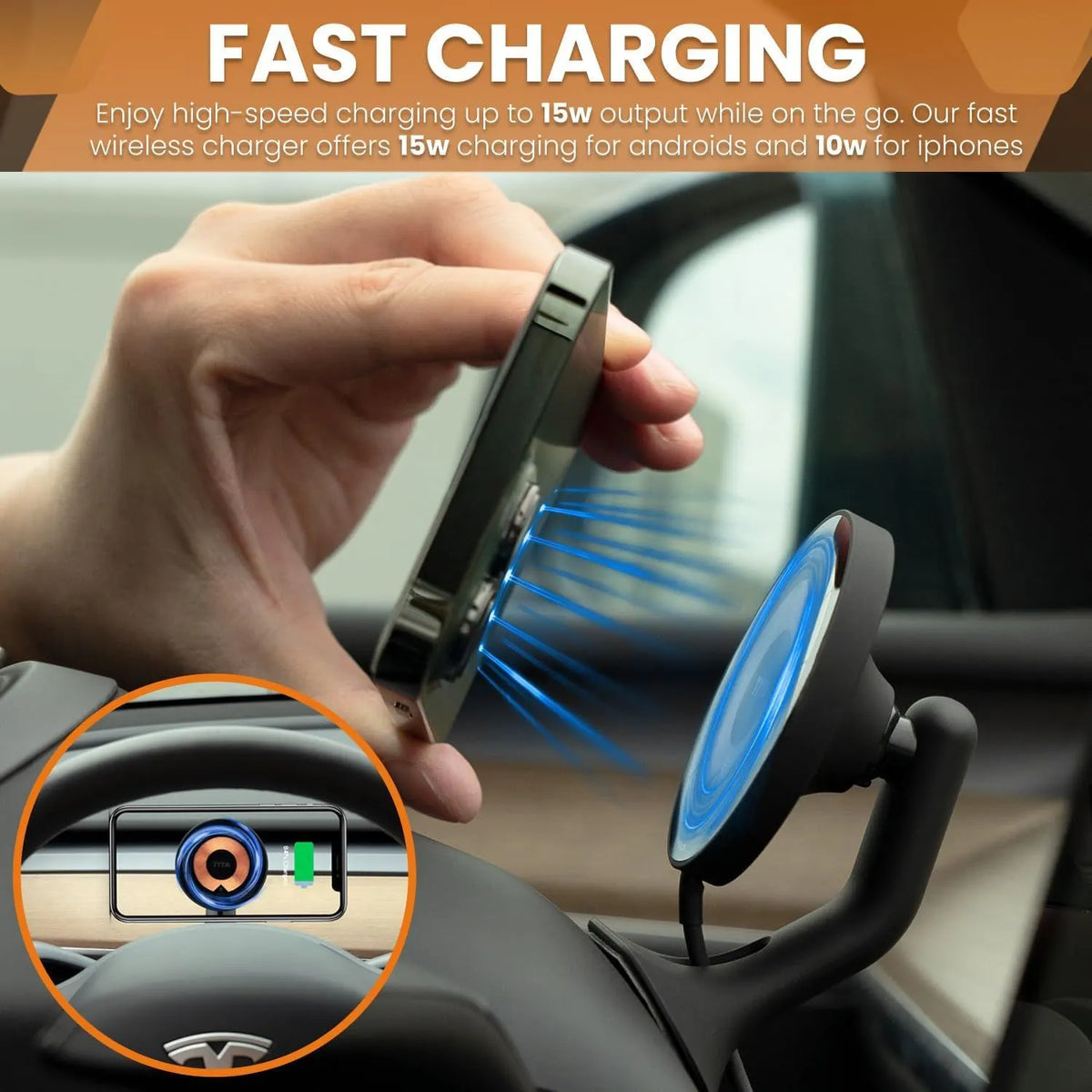 Car Mount Phone Charger for Tesla 3/Y Compatible TypeC 15W Fast Charge - Image 8