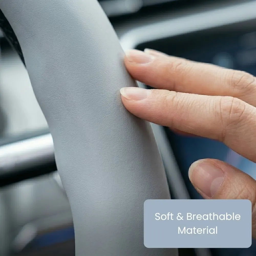 2Pcs Soft Breathable Anti-Slip Faux Leather Steering Wheel Protector Car Cover- Orange - Image 5