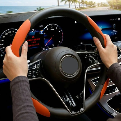 2Pcs Soft Breathable Anti-Slip Faux Leather Steering Wheel Protector Car Cover- Orange - Image 7