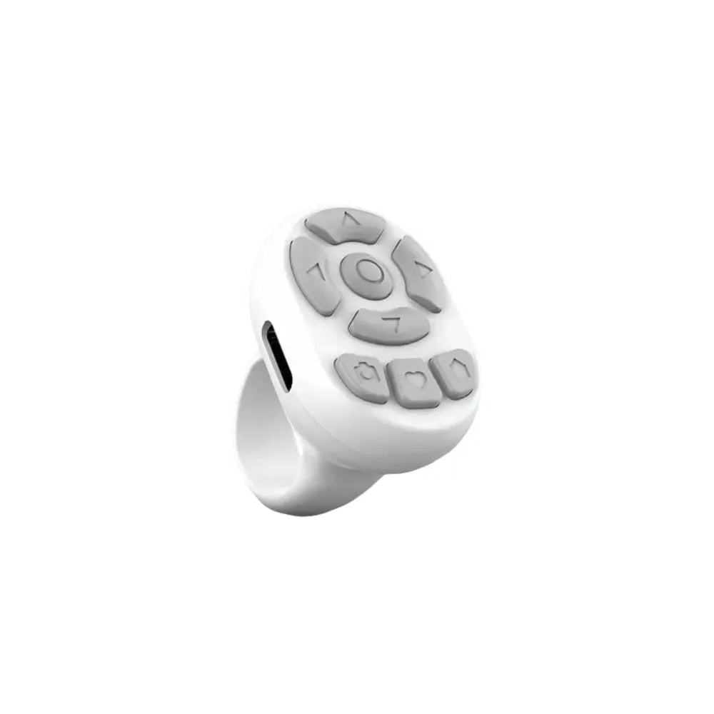 Scrolling Ring Remote Page Turner Wireless Finger Scroller Camera Video Record-White