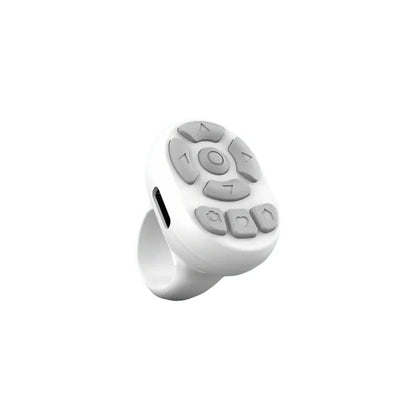 Scrolling Ring Remote Page Turner Wireless Finger Scroller Camera Video Record-White