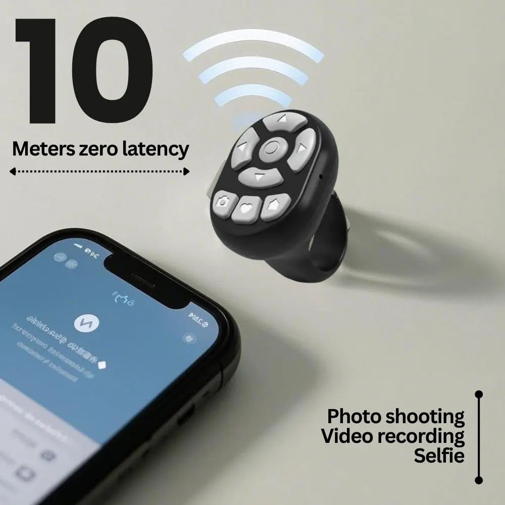 Scrolling Ring Remote Page Turner Wireless Finger Scroller Camera Video Record-White - Image 3