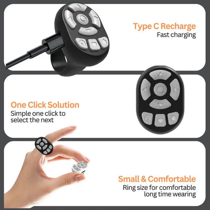Scrolling Ring Remote Page Turner Wireless Finger Scroller Camera Video Record-White - Image 4