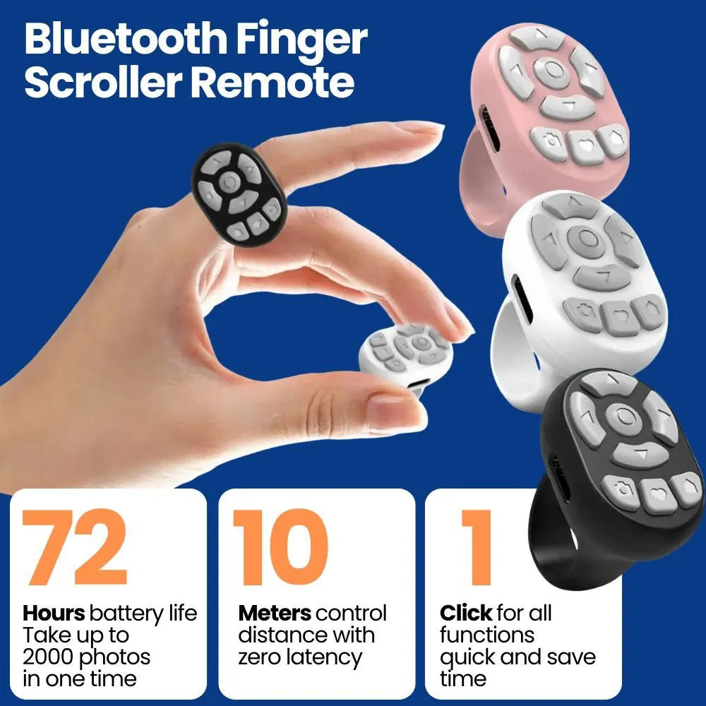 Scrolling Ring Remote Page Turner Wireless Finger Scroller Camera Video Record-White - Image 6
