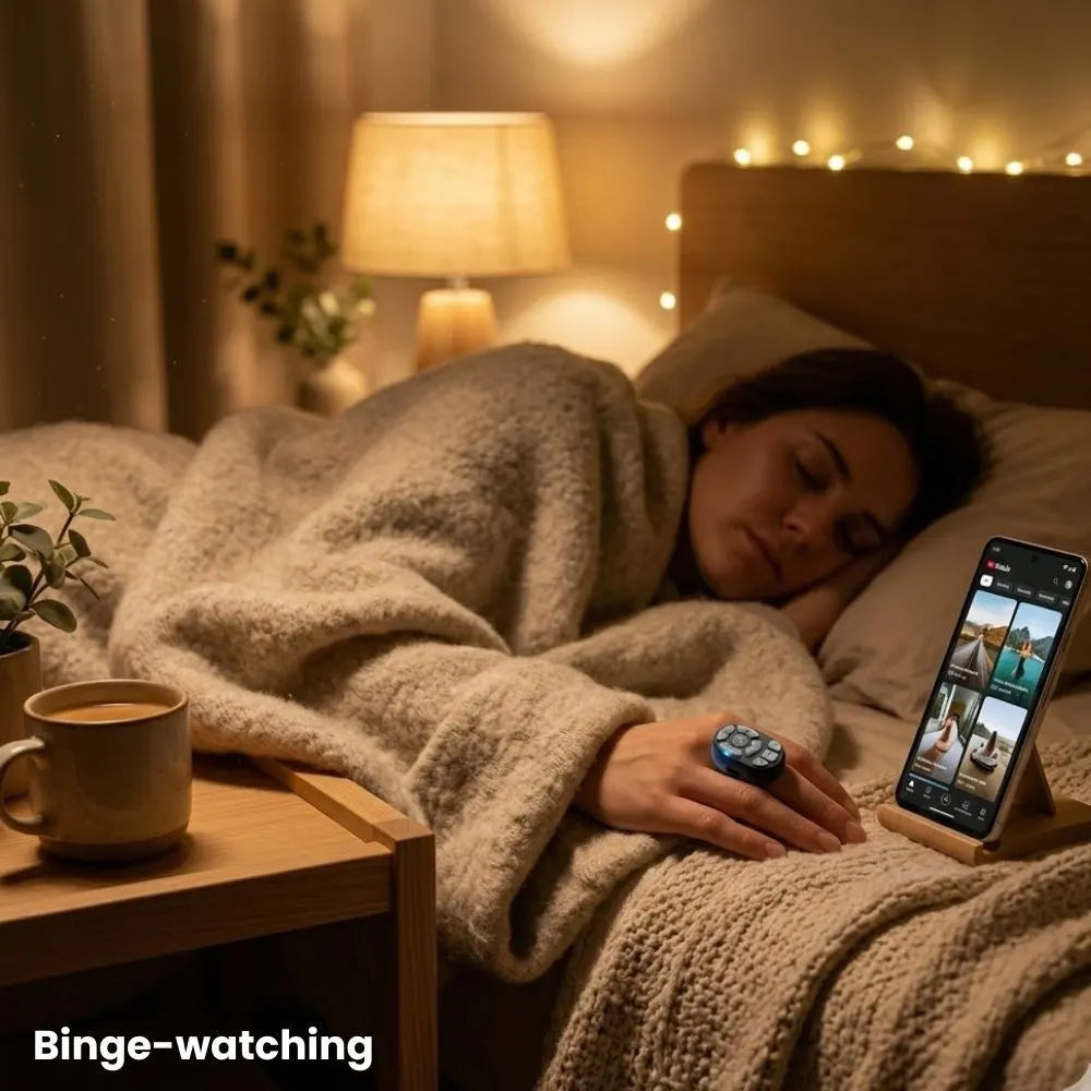 Scrolling Ring Remote Page Turner Wireless Finger Scroller Camera Video Record-White - Image 9