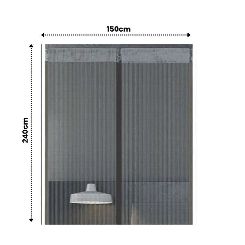 Extra Durable Magnetic Fly Screen Door Anti Mosquito Screen Mesh Curtain Grey-150x240cm - Image 3