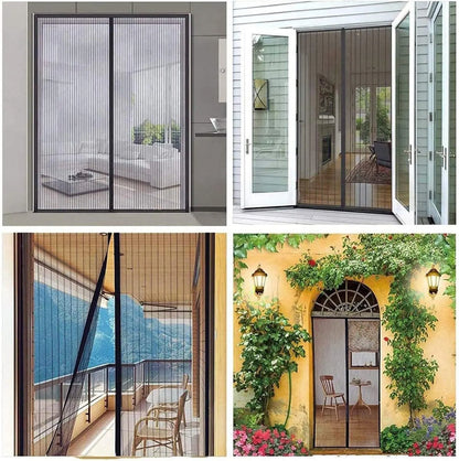 Extra Durable Magnetic Fly Screen Door Anti Mosquito Screen Mesh Curtain Grey-150x240cm - Image 4