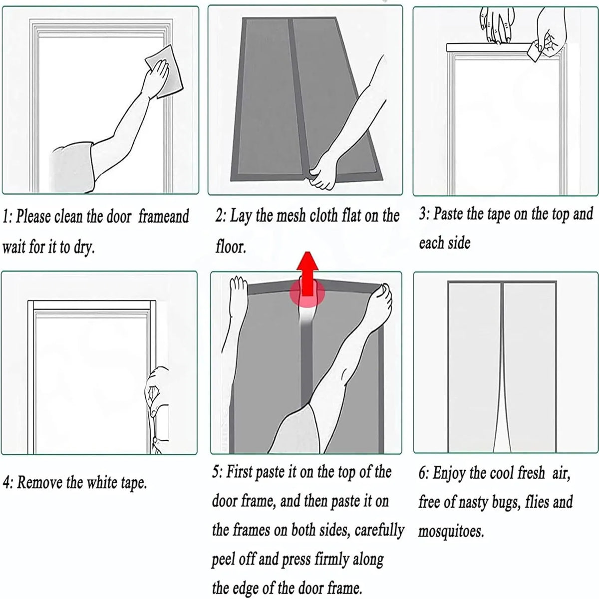 Extra Durable Magnetic Fly Screen Door Anti Mosquito Screen Mesh Curtain Grey-150x240cm - Image 5