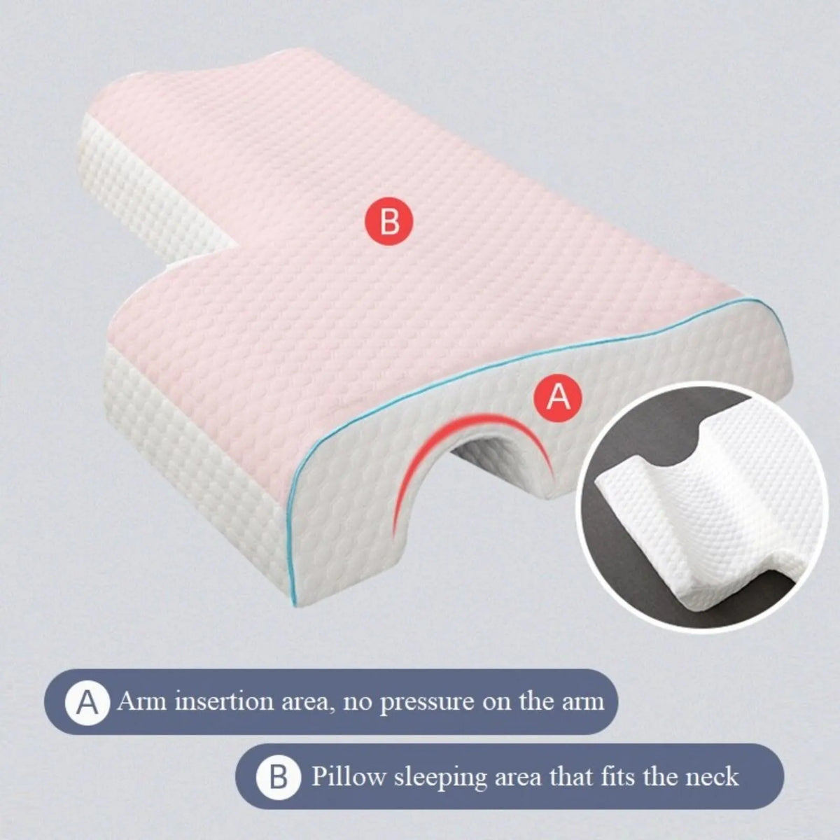 Couple Arch Pillow, Zero Pressure Pillow Slow Rebound No Pressure Hand, Pillow, Couple Sleep Double Memory Pillow-LEFT - Image 3