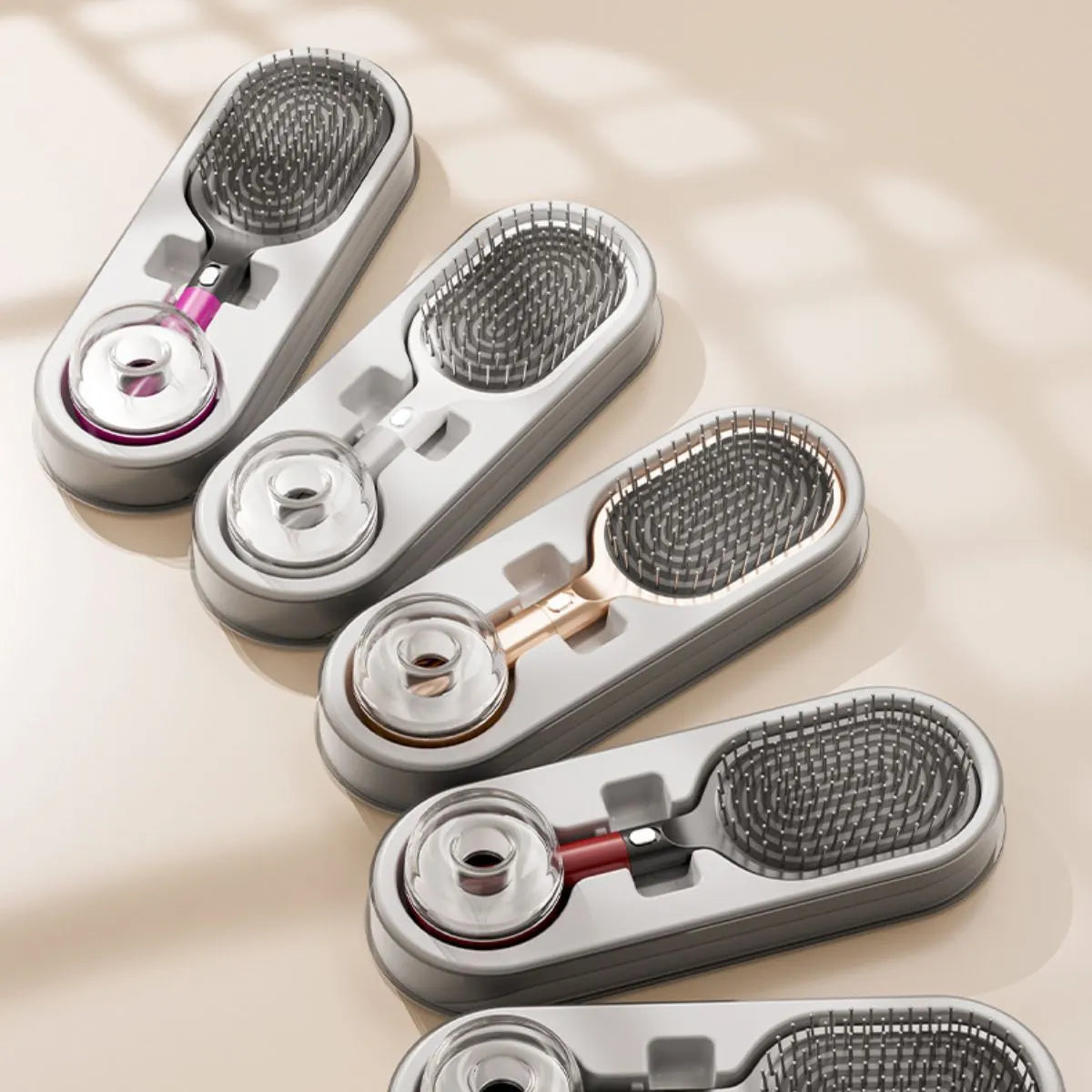 Air Cushion Massage Hair Brush Set with Wall Mount Holder Base - Black - Image 3