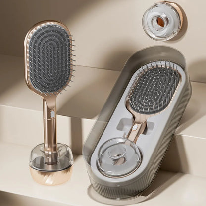 Air Cushion Massage Hair Brush Set with Wall Mount Holder Base - Golden - Image 2