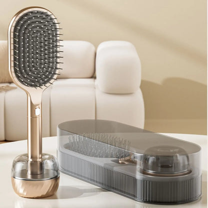 Air Cushion Massage Hair Brush Set with Wall Mount Holder Base - Golden - Image 4