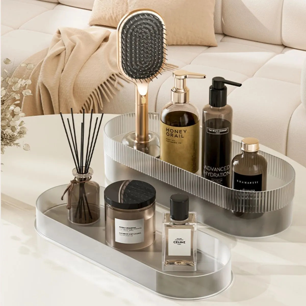 Air Cushion Massage Hair Brush Set with Wall Mount Holder Base - Pink - Image 5