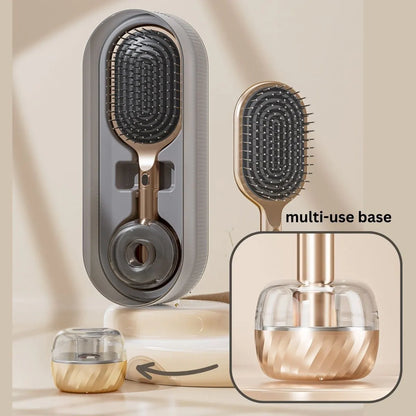 Air Cushion Massage Hair Brush Set with Wall Mount Holder Base - White - Image 5