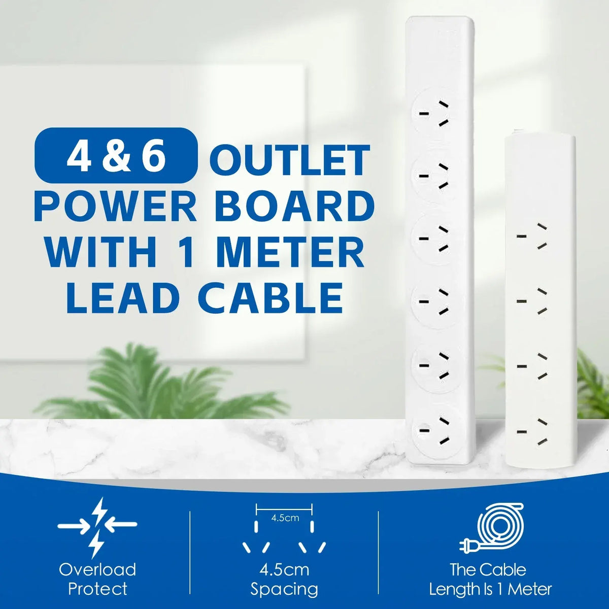 4 Outlet Power Board with 1 Meter Lead Cable - Image 3