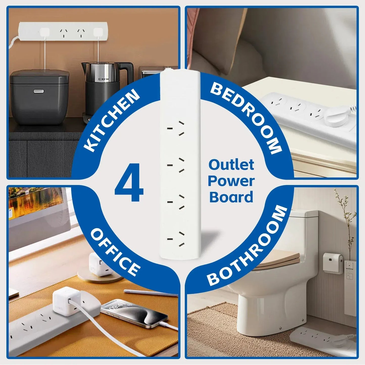 4 Outlet Powerboard With Surge Protection 1M Lead Cable - Image 2