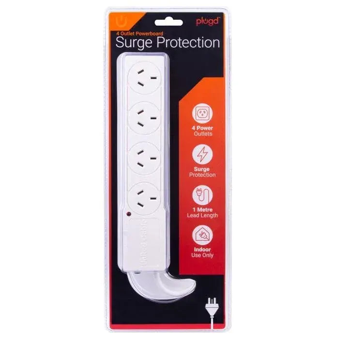 4 Outlet Powerboard With Surge Protection 1M Lead Cable - Image 4
