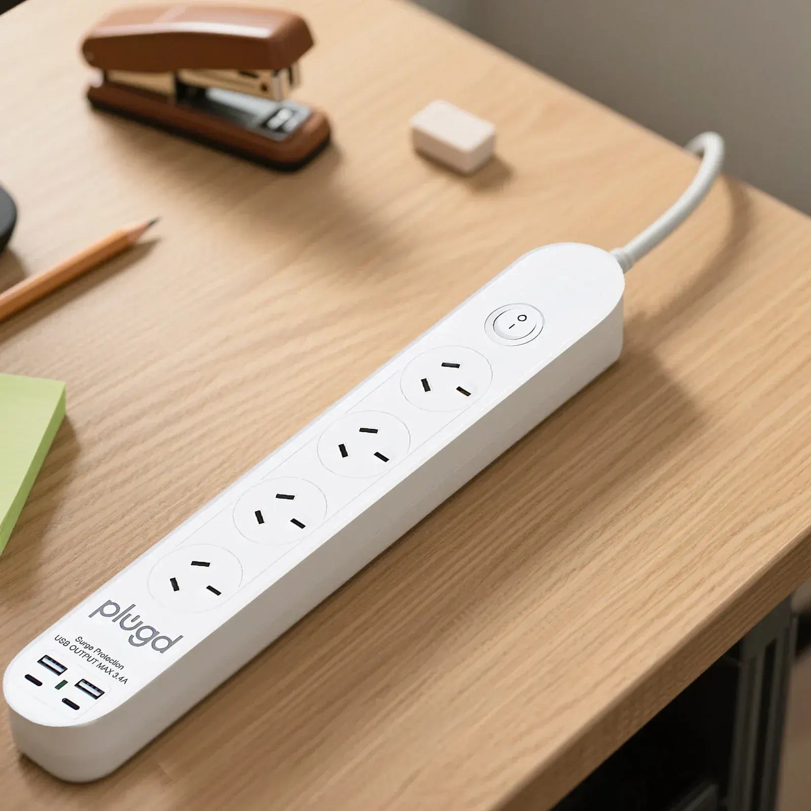6 Outlet Powerboard With Surge Protection and Dual USB Charger 1M Lead Cable - Image 5