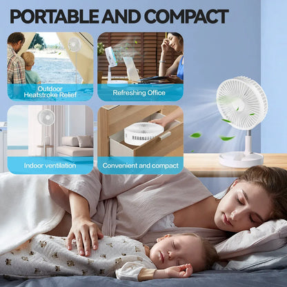 Folding Telescopic 4.5W Portable Height/Tilt Adjustable Rechargeable Cordless Fan - Image 5
