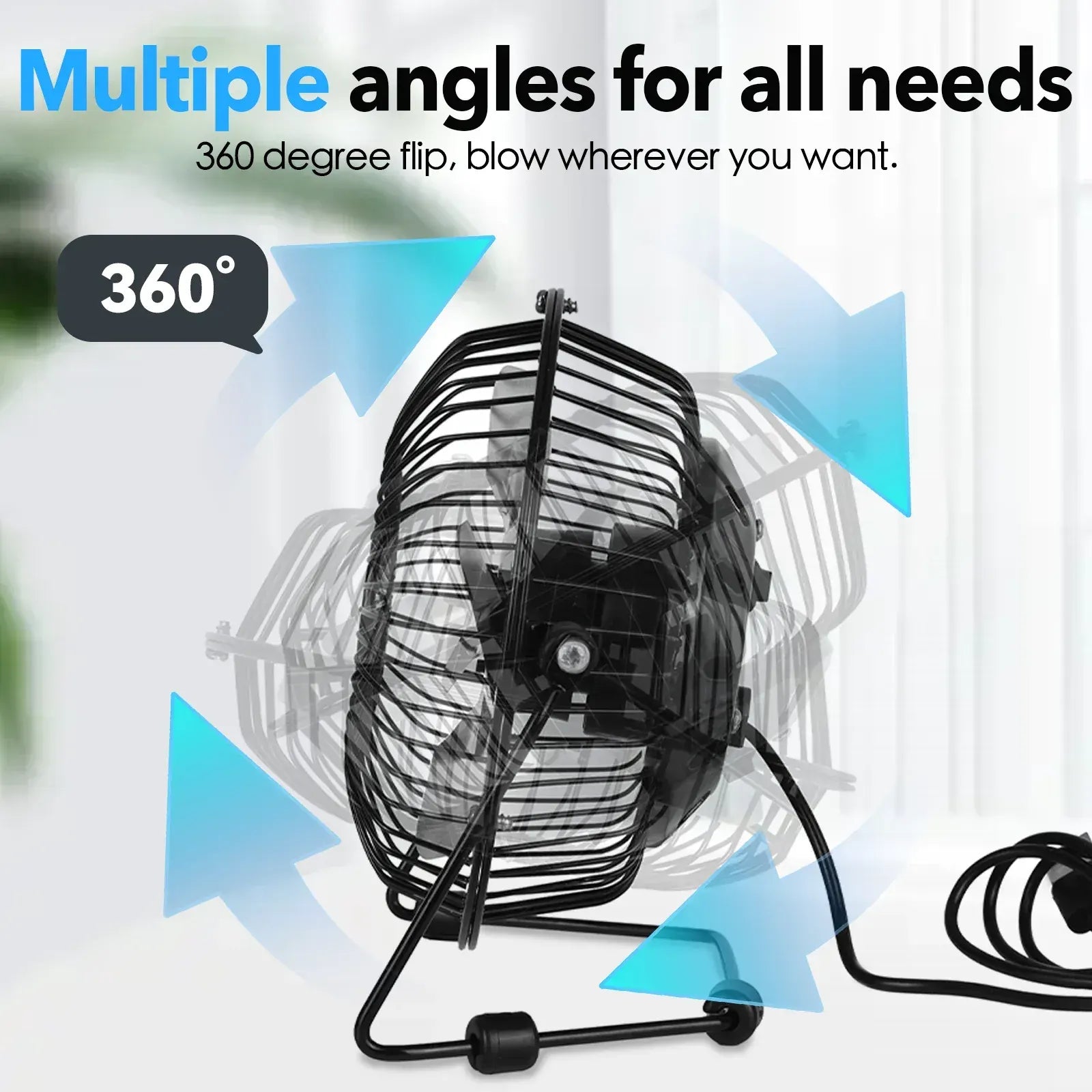 360° Tilt Adjustable USB Portable Mini Desk Fan - Image 2