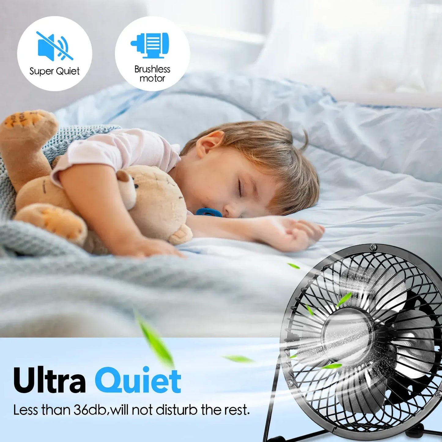 360° Tilt Adjustable USB Portable Mini Desk Fan - Image 3