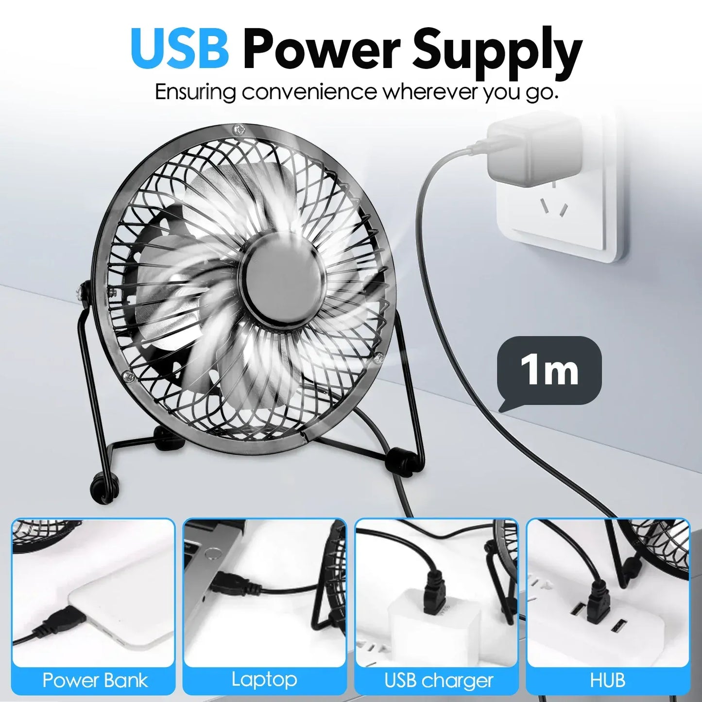 360° Tilt Adjustable USB Portable Mini Desk Fan - Image 4
