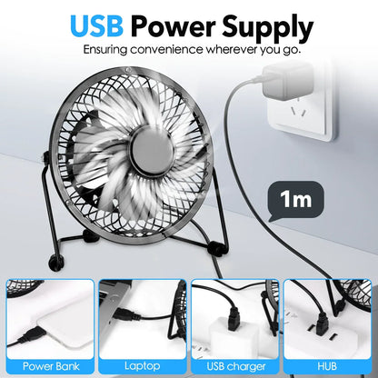 360° Tilt Adjustable USB Portable Mini Desk Fan - Image 4