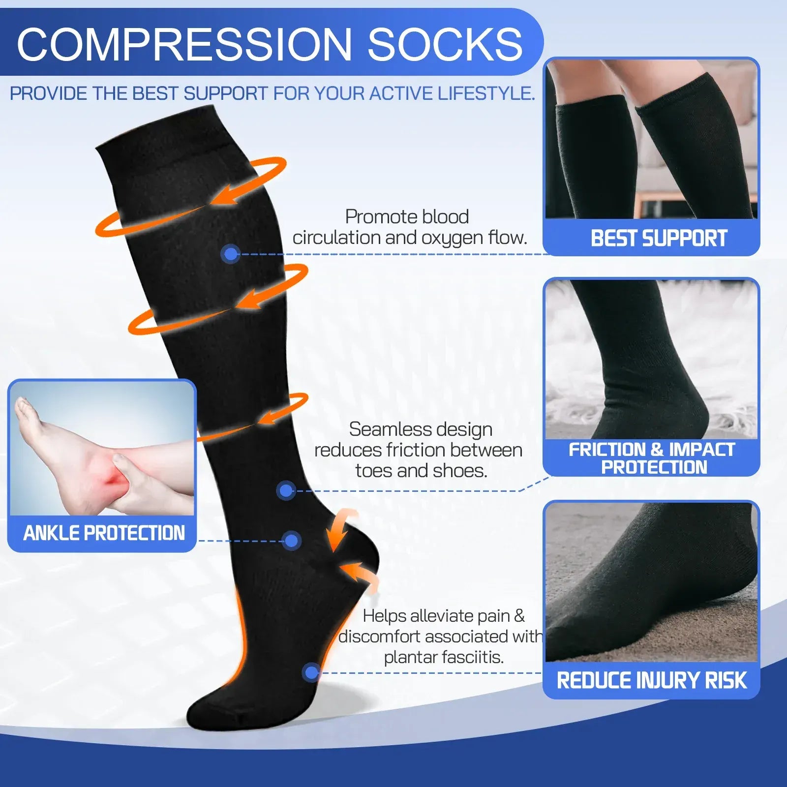 Travel Anti-Fatigue Flight Compression Socks-M - Image 2