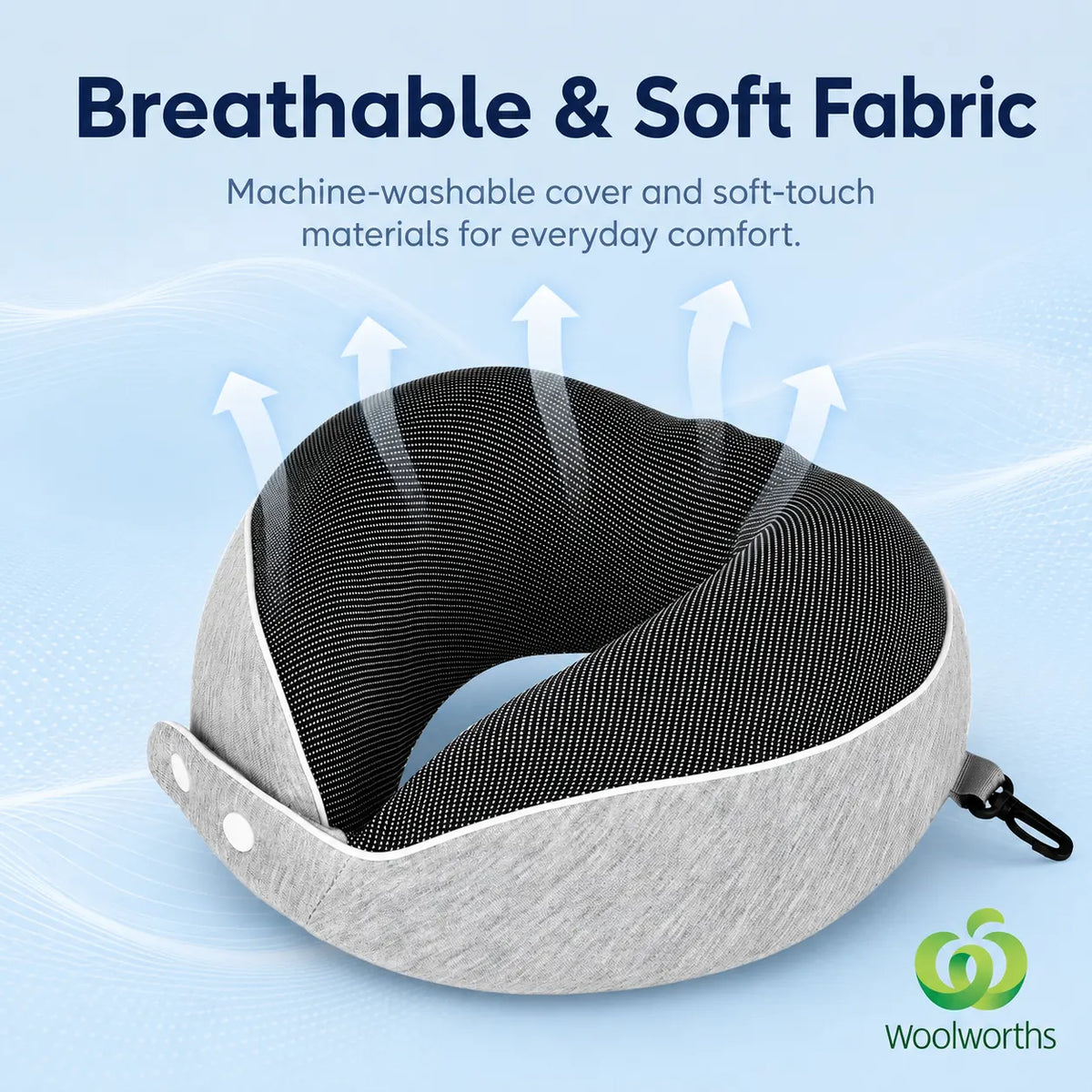 Foldable Memory Foam Travel Neck Pillow Ergonomic Support Washable Cover 2-Button Closure Compact for Plane Car Office(25x25x9cm) - Image 7