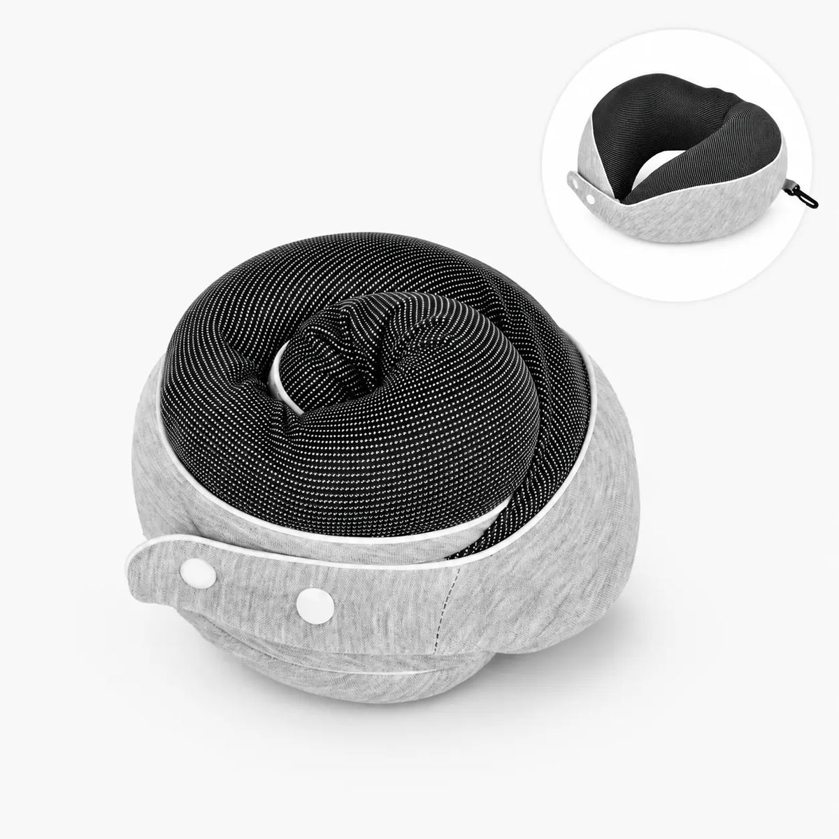 Foldable Memory Foam Travel Neck Pillow Ergonomic Support Washable Cover 2-Button Closure Compact for Plane Car Office(25x25x9cm) - Image 8