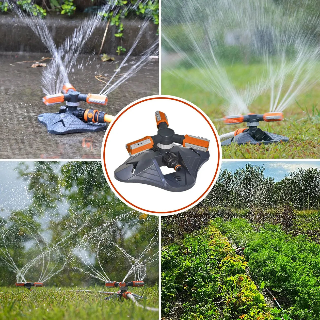360° Garden Sprinkler 3-Arm Adjustable Lawn Water Sprinkler 36 Nozzles 200㎡ - Image 7