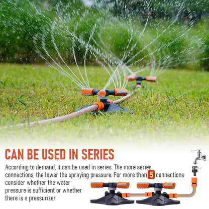 2 PCS Garden Sprinkler, 360° Rotating Lawn & Garden Water Sprinkler, 3-Arm Adjustable, 36 Nozzles, 200㎡ Coverage, Quick Connect - Image 6