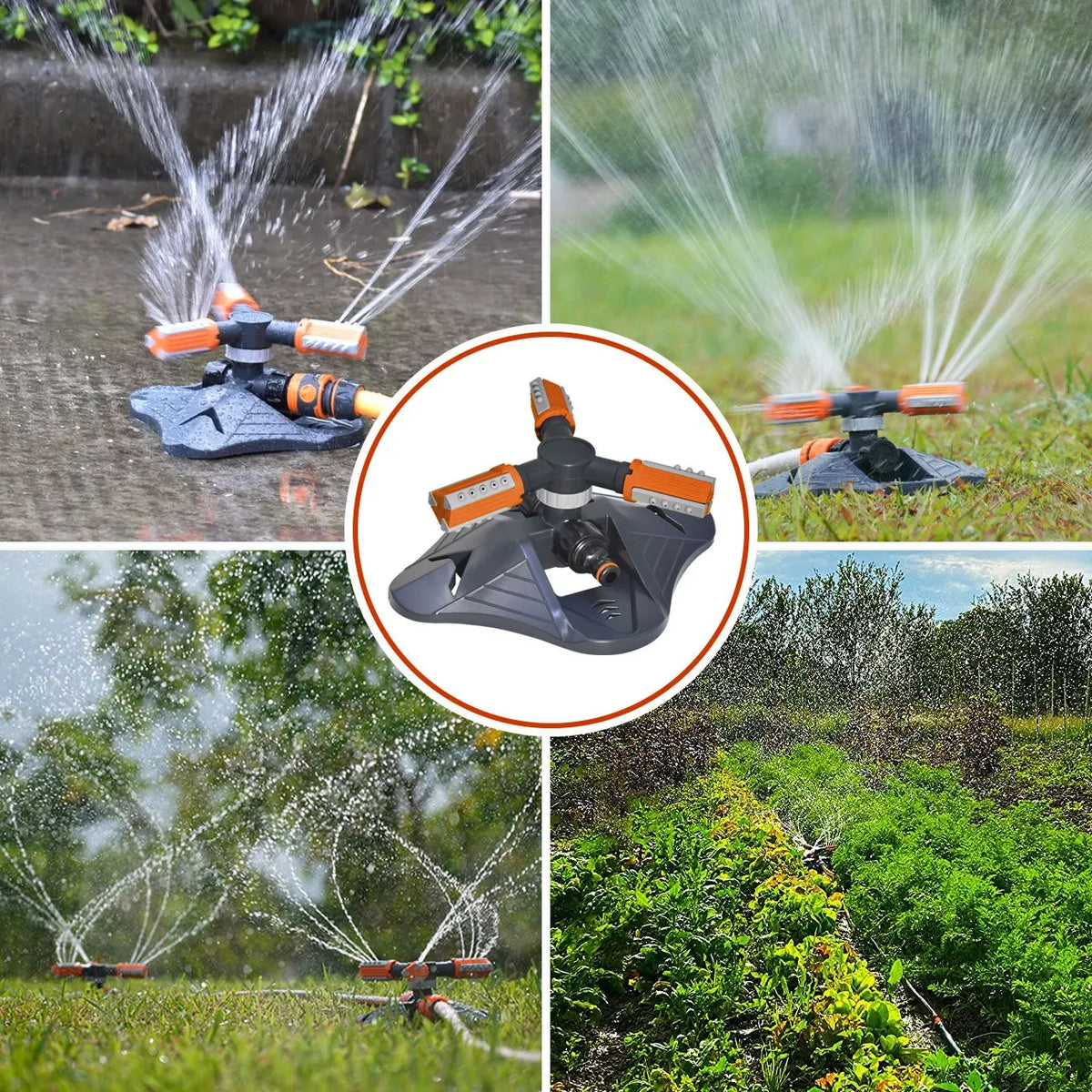 2 PCS Garden Sprinkler, 360° Rotating Lawn & Garden Water Sprinkler, 3-Arm Adjustable, 36 Nozzles, 200㎡ Coverage, Quick Connect - Image 7