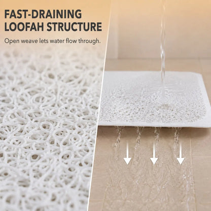 2 Pack Non-Slip Loofah Shower Mats 75x44cm Bathroom Bath Mat Machine Washable with Suction Caps Quick Drain - Image 3
