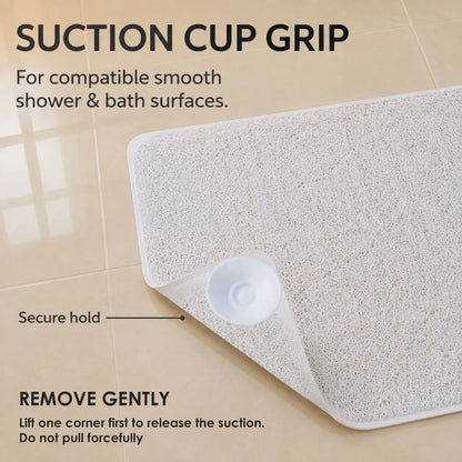 2 Pack Non-Slip Loofah Shower Mats 75x44cm Bathroom Bath Mat Machine Washable with Suction Caps Quick Drain - Image 4