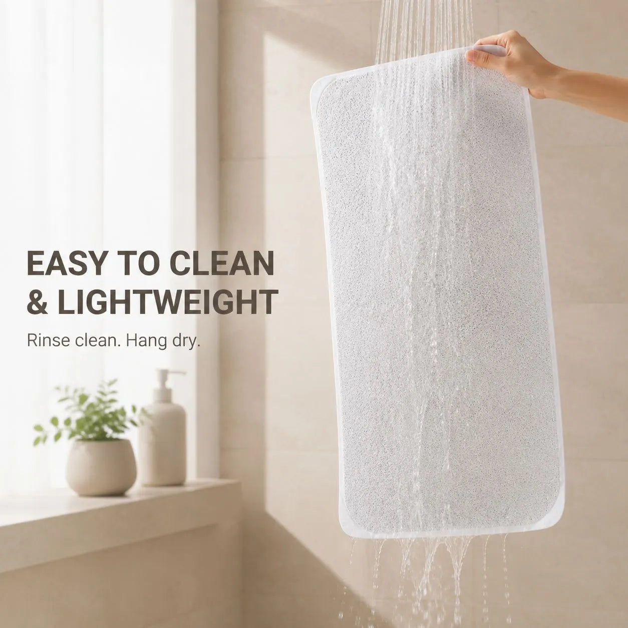 2 Pack Non-Slip Loofah Shower Mats 75x44cm Bathroom Bath Mat Machine Washable with Suction Caps Quick Drain - Image 7