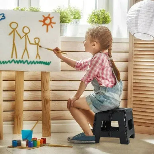 Stool Portable Plastic Foldable Chair Outdoor Bathroom Kitchen Adult Kids Black - Image 3