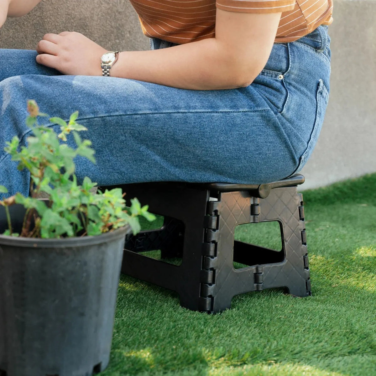 Stool Portable Plastic Foldable Chair Outdoor Bathroom Kitchen Adult Kids Black - Image 6