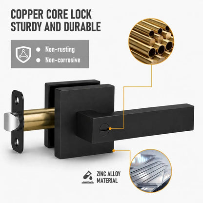 Matte Black Keyless Privacy Door Lever Handle, Heavy Duty Interior Door Lockset, Adjustable 60/70mm Backset, Reversible for Bedroom Bathroom Home Office - Image 4