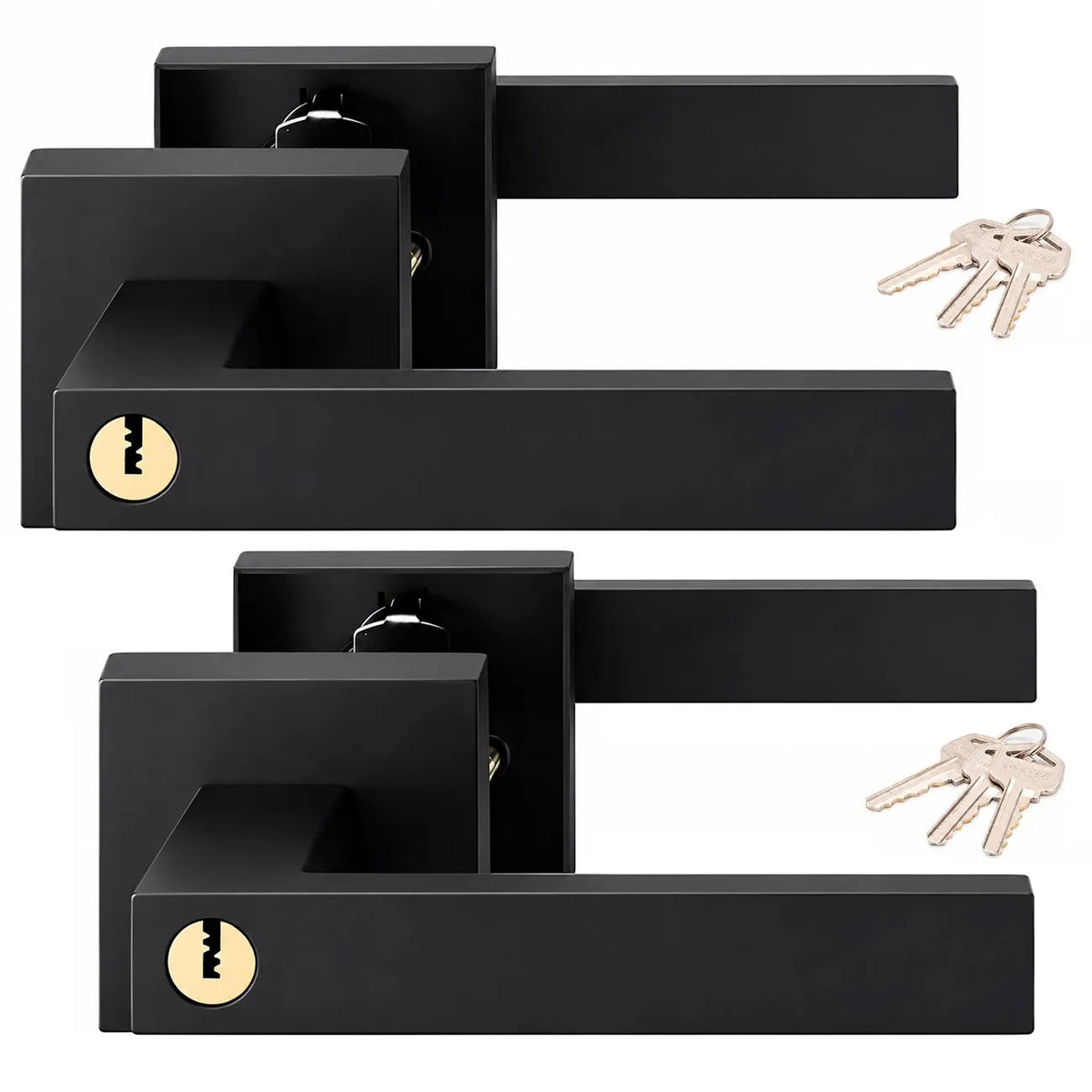 Matte Black Privacy Door Lever Handles with Keys, 2 Pack Heavy Duty Interior Door Lockset, Adjustable 60/70mm Backset, Reversible for Bedroom Bathroom Home Office - Image 7