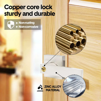 Privacy Door Lever Handle with Key, Heavy Duty Interior Door Lock, Adjustable Latch-Silver - Image 4