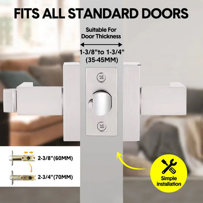 Privacy Door Lever Handle with Key, Heavy Duty Interior Door Lock, Adjustable Latch-Silver - Image 5