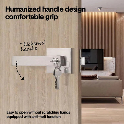 Privacy Door Lever Handle with Key, Heavy Duty Interior Door Lock, Adjustable Latch-Silver - Image 7