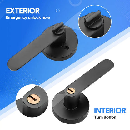 2 Pack Privacy Door Lever Handle with Key, Heavy Duty Interior Door Lock, Round Design, Matte Black - Image 3