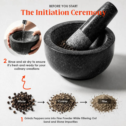 Granite Mortar and Pestle Set, 450ml Heavy Duty Stone Grinder Bowl with 17.5cm Pestle, Black, Manual Spice Grinder for Guacamole, Salsa, Pesto, Herbs, Spices, Nuts & Seeds - Image 6