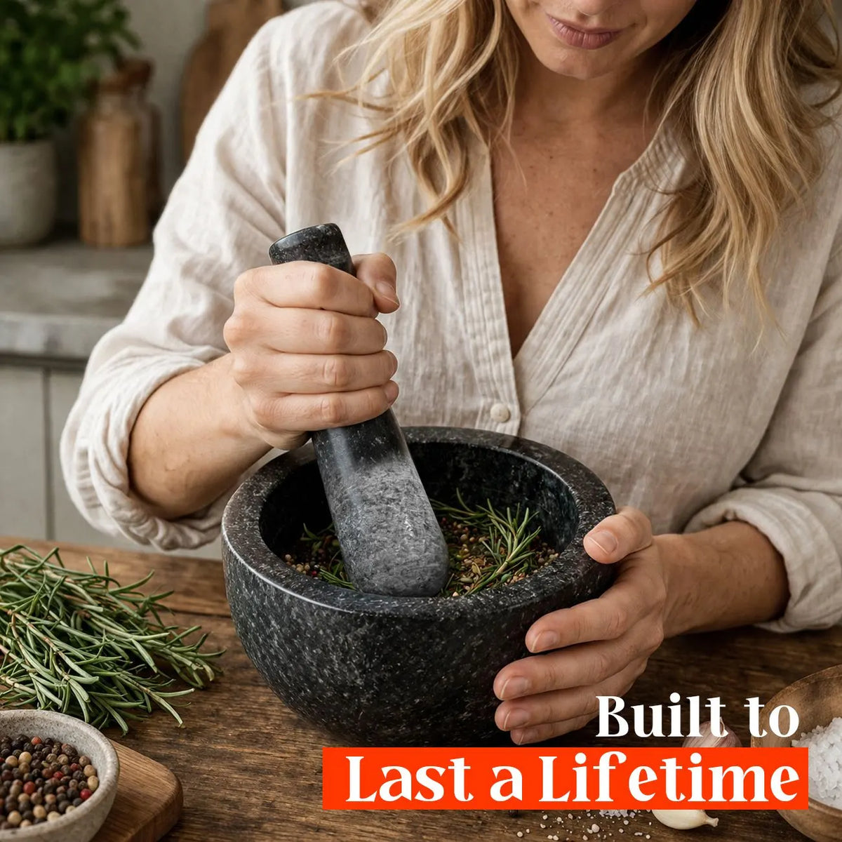 Granite Mortar and Pestle Set, 450ml Heavy Duty Stone Grinder Bowl with 17.5cm Pestle, Black, Manual Spice Grinder for Guacamole, Salsa, Pesto, Herbs, Spices, Nuts & Seeds - Image 7